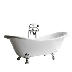 Elegant White Freestanding Clawfoot Bathtub Silver Faucet Luxury Bathroom Design spa home decor     