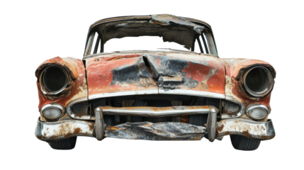 Crashed car transparent background
