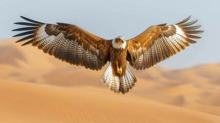 Naklejka premium Majestic Eagle Soaring Over Desert Sands