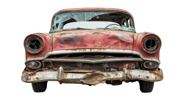 Crashed car transparent background