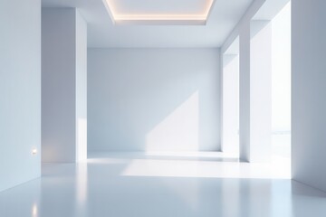 Clean, bright white futuristic backdrop Sleek, minimalist design , sci-fi, digital