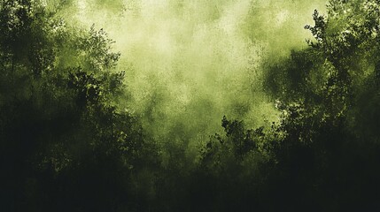 Fototapeta premium Misty forest landscape with dense green vegetation during early morning hours