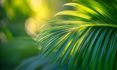 Obraz premium close-up of a palm leaf in the wind, capturing the dynamic movement