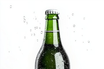 Sparkling Green Bottle with Bubbles