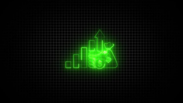 Inflation flat icon animation With Glowing green  neon line  . Wealth, Savings, Economic trends, Profit margins, Banking services, Quality design element Flat style inflation icon Editable 