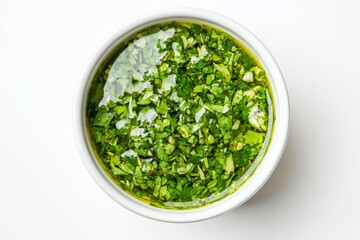 Vibrant Green Herb Sauce in a Bowl