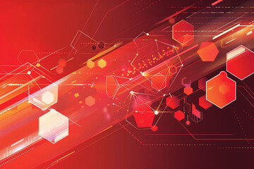 Fototapeta premium Modern 3D Red Hexagonal Tiles Pattern with Geometric Design for Abstract Digital Art Background
