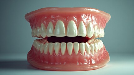 Obraz premium Realistic human teeth displayed in a dental model for educational purposes and practice