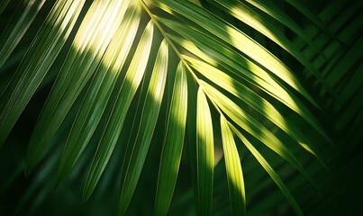 sunlight filtering through the intricate pattern of a palm leaf