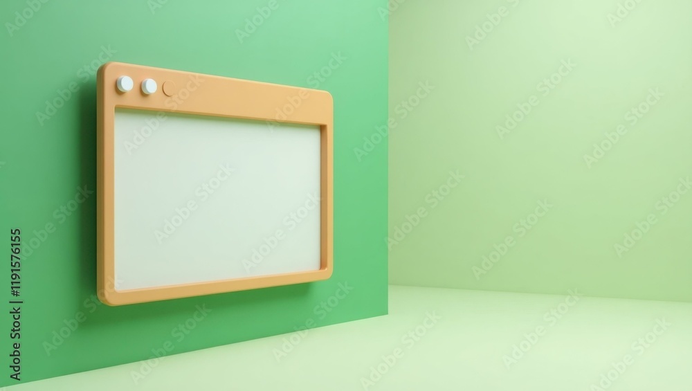 Poster sandstone web browser window on left. soft green background. copy space for text, 3d render ai gener