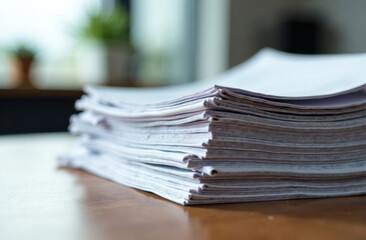 Pile of fresh newspapers on blur background