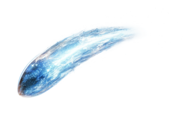 Bright Comet with Cosmic Elements in Dark Space Isolated on transparent background