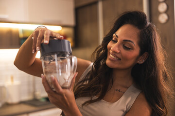 Indian Woman Blending Smoothie