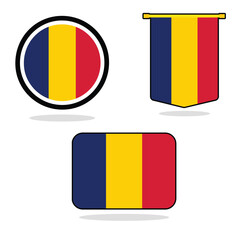 Vector Chad set of flag banner Chad flag with white background Vector illustration design Chad independence day banner design