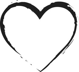 Black chalk heart outline.Black stroke heart shape.Grunge love icon