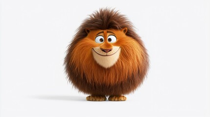 Fototapeta premium Cute cartoon lion with fluffy mane, smiling.