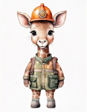 Kinder-Karneval GIraffe als Feuerwehrmann