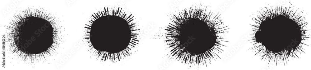 Poster collection of ink splashes for explosion effect .set of black spray paint effect. place stains and s