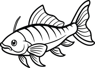 armored catfish line arts with white background