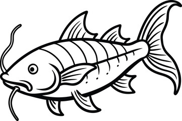 armored catfish line arts with white background