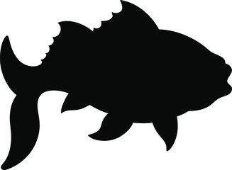 Asian carp line arts with white background. Vector illustration of a isolated silhouette of carp fish on white background.