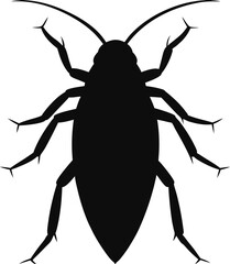 Asian cockroach line arts with white background. Cockroach silhouette, insect roach and bug species, vector. Biology or zoology and pest animal creatures, American
