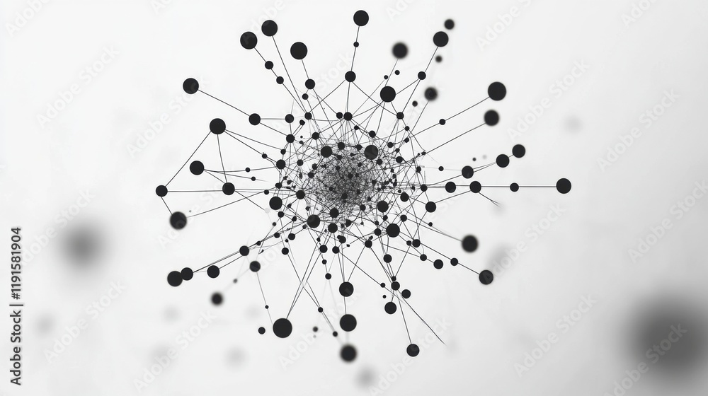 Aufkleber graphical representation of a minimalistic virus with interconnected nodes showcasing structure and 