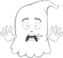 vector illustration character ghost cartoon, with an expression of scare and horror