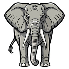 Elephant  line arts with white background. Elephant, one line continuous. Line art Elephant. Hand drawn vector art.