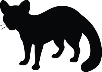 Civet line arts with white background. African Civet jumps monochrome hand drawn animal illustration, transparent background