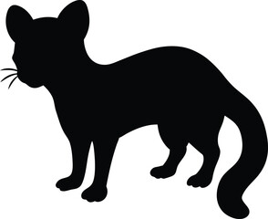 Civet line arts with white background. African Civet jumps monochrome hand drawn animal illustration, transparent background