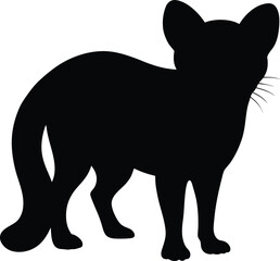 Civet line arts with white background. African Civet jumps monochrome hand drawn animal illustration, transparent background