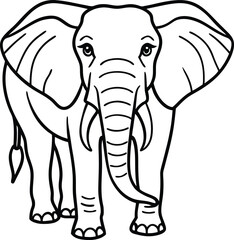 Elephant  line arts with white background. Elephant, one line continuous. Line art Elephant. Hand drawn vector art.