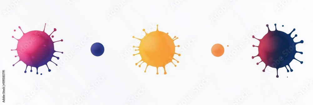 Fototapete Graphical representation of viruses in a minimalistic style featuring colorful designs and varied sizes. Generative AI
