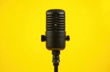 microphone isolated on Yellow background (Mic, condencer Mic, Voice Mic, Instrument Mic, Studio Mics, Microphones, condencer Microphone, Voice Microphone, Instrument Microphone, Studio Microphones