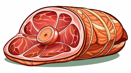 Piece of ham isolated on white background