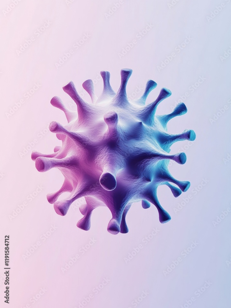 Poster graphical representation of a minimalistic virus design with modern color gradients and abstract fea