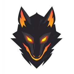 Fiery Wolf Head Mascot, Esports Logo, Game Design, White Background