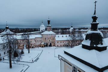 View of the Kirillo-Belozersky Monastery from the bell tower. Vologda region