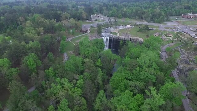 Noccalula Falls Park and Campgrounds in Alabama, Gadsden. Beautiful Landscape. Drone