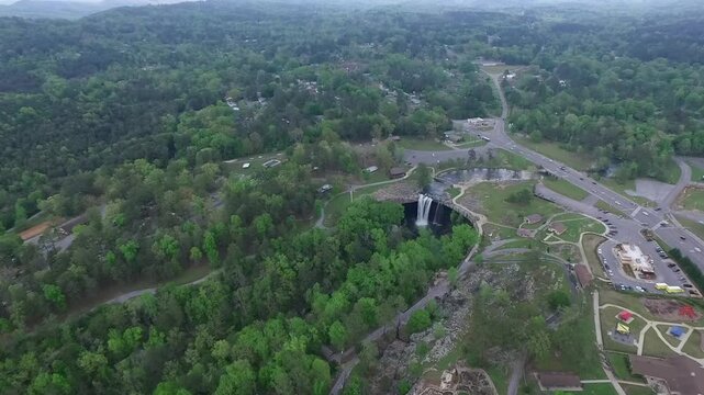 Noccalula Falls Park and Campgrounds in Alabama, Gadsden. Beautiful Landscape. Drone