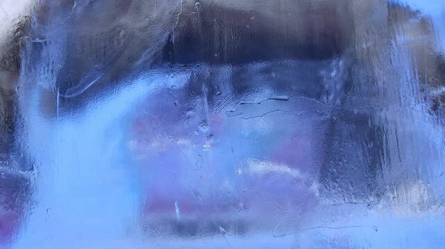 Blue Ice Texture, textured block of transparent ice surface.