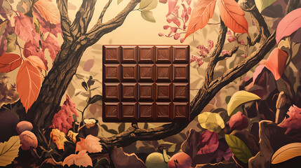 Delicious milk chocolate bar with segmented squares, perfect for sweet indulgence and desserts. Treetide. Illustration