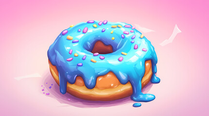 A colorful and delicious donut topped with blue icing and sprinkles, perfect for dessert lovers and sweet treat enthusiasts. Treetide. Illustration