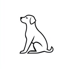 Fototapeta premium Sitting dog, line art, white background, logo design (1)