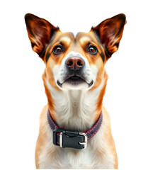 Cute Dog Illustration with Collar on Transparent Background, Perfect for Design Elements and Overlays