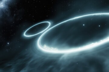 Fototapeta premium Cosmic rings and celestial bodies illuminate the dark expanse of space