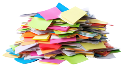 Pile of documents and papers transparent background