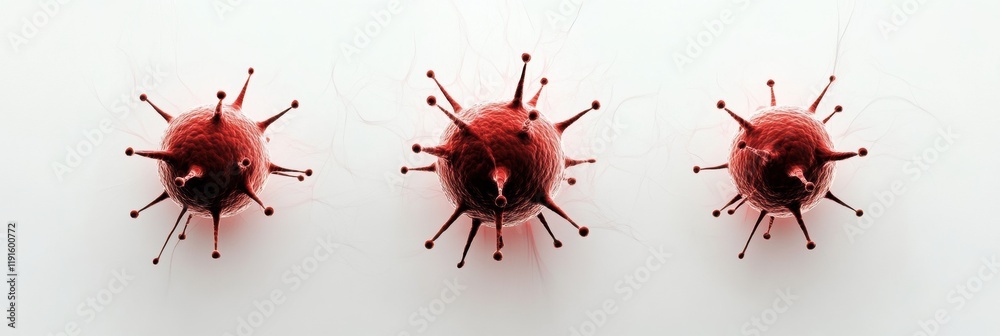 Poster graphical representation of viruses featuring minimalistic design elements and spherical forms in a 