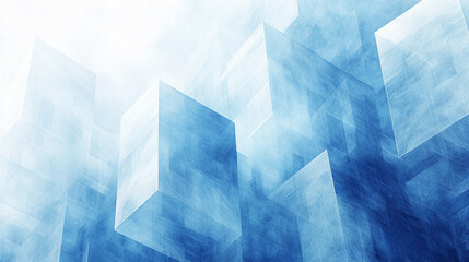 skyscrapers in white and blue with geometric tower patterns and a perspective view symbolizing modern architecture, finance, and corporate business designs for brochures and templates